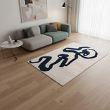 6' X 8' Beige And Blue Abstract Washable Area Rug With UV Protection