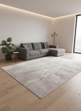 8' Gray And White Abstract Washable Round Rug With UV Protection