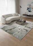 8' Green And White Abstract Washable Round Rug With UV Protection