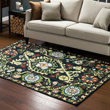 6' X 8' Beige Red And Orange Tribal Washable Area Rug With UV Protection