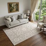 6' X 8' Beige And Gray Tribal Washable Area Rug With UV Protection