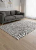 8' Gray And Beige Geometric Berber Washable Round Rug With UV Protection
