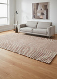 8' Brown And Beige Geometric Berber Washable Round Rug With UV Protection