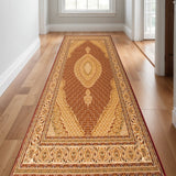 16' Red And Beige Moroccan Runner Rug
