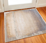 2' X 2' Beige Blue And Gray Abstract Square Rug