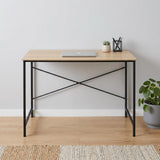 47" Natural and Black Wood and Metal Computer Desk