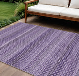 8' X 10' Lavender And Purple Striped Washable Indoor Outdoor Area Rug