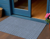 3' X 5' Blue And Sky Blue Floral Washable Indoor Outdoor Area Rug