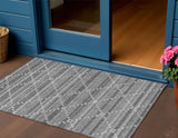 3' X 5' Gray And Silver Geometric Washable Indoor Outdoor Area Rug