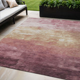 5' X 8' Mauve And Pink Striped Washable Indoor Outdoor Area Rug