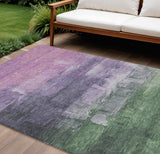 8' X 10' Lavender And Lilac Abstract Washable Indoor Outdoor Area Rug