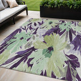 5' X 8' Purple And Lavender Floral Washable Indoor Outdoor Area Rug