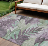 8' X 10' Lavender And Lilac Floral Washable Indoor Outdoor Area Rug