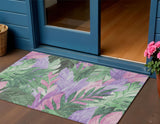 3' X 5' Sage And Mint Green Floral Washable Indoor Outdoor Area Rug