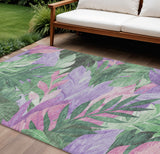 8' X 10' Sage And Mint Green Floral Washable Indoor Outdoor Area Rug