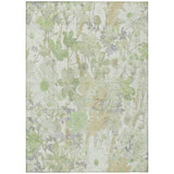 8' X 10' Artichoke Green Lavender And Beige Floral Washable Indoor Outdoor Area Rug