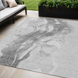 5' X 8' Gray And Silver Abstract Washable Indoor Outdoor Area Rug
