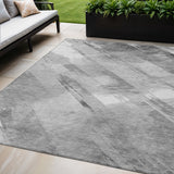 5' X 8' Gray And Charcoal Striped Washable Indoor Outdoor Area Rug