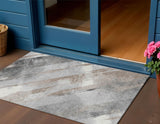 3' X 5' Taupe And Gray Striped Washable Indoor Outdoor Area Rug
