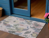 3' X 5' Blush And Mauve Floral Washable Indoor Outdoor Area Rug