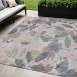 5' X 8' Blush And Mauve Floral Washable Indoor Outdoor Area Rug