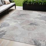 5' X 8' Taupe And Beige Floral Washable Indoor Outdoor Area Rug