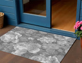 3' X 5' Gray And Charcoal Floral Washable Indoor Outdoor Area Rug