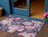3' X 5' Pink And Mauve Floral Washable Indoor Outdoor Area Rug