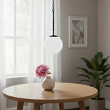 Black And White Single Metal Dimmable Ceiling Light With White Shades