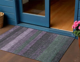 3' X 5' Purple And Olive Green Striped Washable Indoor Outdoor Area Rug