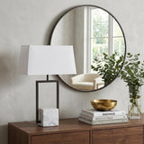 26" Gray Square Bedside Lamp With Shade