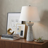 27" Gray Round Bedside Lamp With Empire Shade