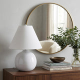 11" White Round Bedside Lamp With Empire Shade