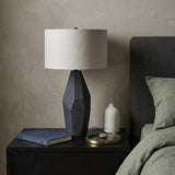 30" Black Round Bedside Lamp With Drum Shade