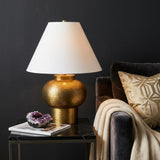 26" Gold Round Bedside Lamp With Bell Shade