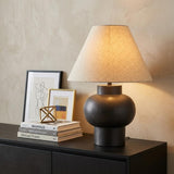 26" Black Round Bedside Lamp With Empire Shade