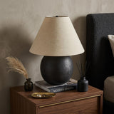 24" Black Round Bedside Lamp With Empire Shade