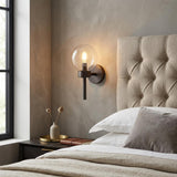 6" Black Metal and Glass Armed Sconce