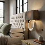 12" Dark Gray And Light Gray Resin and Fabric Armed Sconce