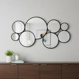 Set Of Eight Black Metal Round Cojoined Accent Mirrors