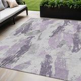 5' X 8' Lavender And Lilac Abstract Washable Indoor Outdoor Area Rug