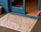 3' X 5' Coral And Peach Abstract Washable Indoor Outdoor Area Rug