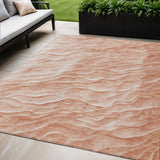 5' X 8' Coral And Peach Abstract Washable Indoor Outdoor Area Rug