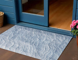 3' X 5' Denim Blue And Blue Abstract Washable Indoor Outdoor Area Rug