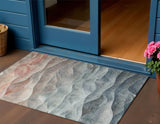 3' X 5' Teal Blue And Peach Abstract Washable Indoor Outdoor Area Rug
