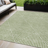 5' X 8' Sage And Ivory Geometric Washable Indoor Outdoor Area Rug