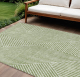 8' X 10' Sage And Ivory Geometric Washable Indoor Outdoor Area Rug