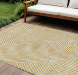 8' X 10' Gold And Ivory Geometric Washable Indoor Outdoor Area Rug