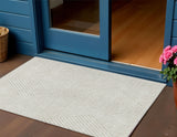 3' X 5' Ivory And Pale Beige Geometric Washable Indoor Outdoor Area Rug