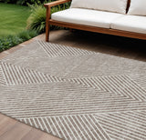 8' X 10' Taupe And Ivory Geometric Washable Indoor Outdoor Area Rug